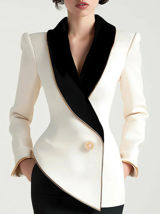 Elegant Asymmetrical White Blazer