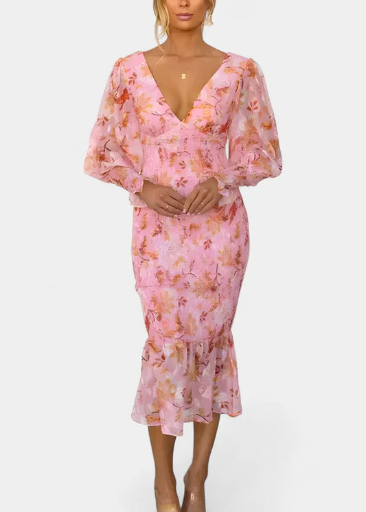 Floral Dress with Gathered Waist