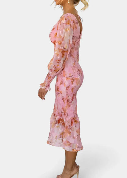 Floral Dress with Gathered Waist