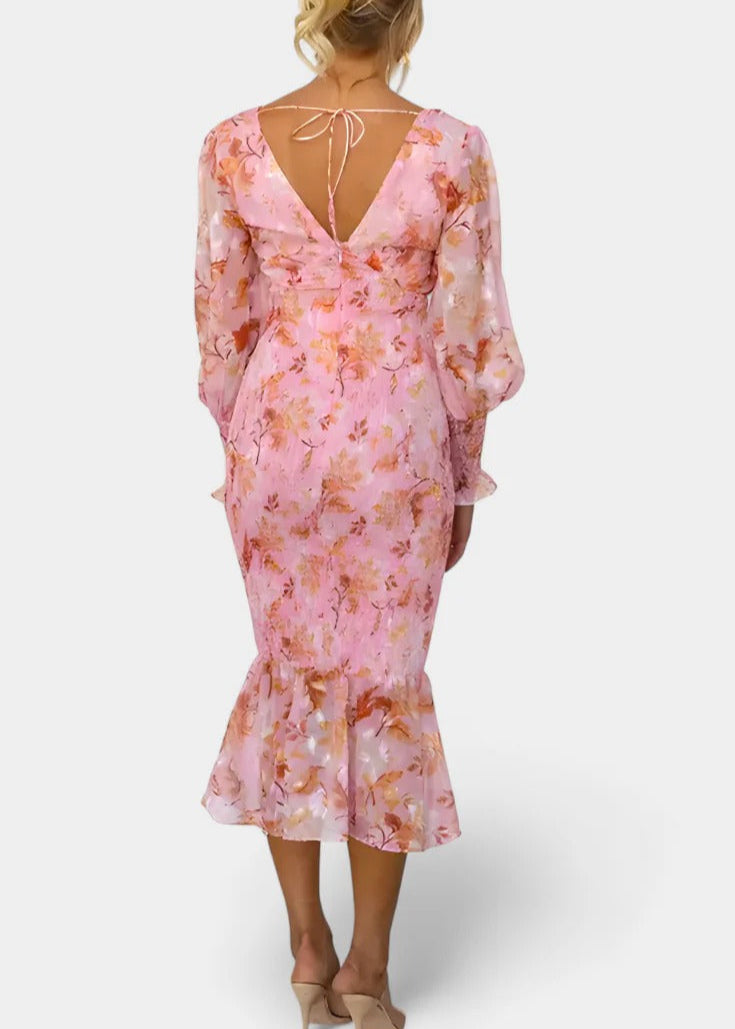 Floral Dress with Gathered Waist