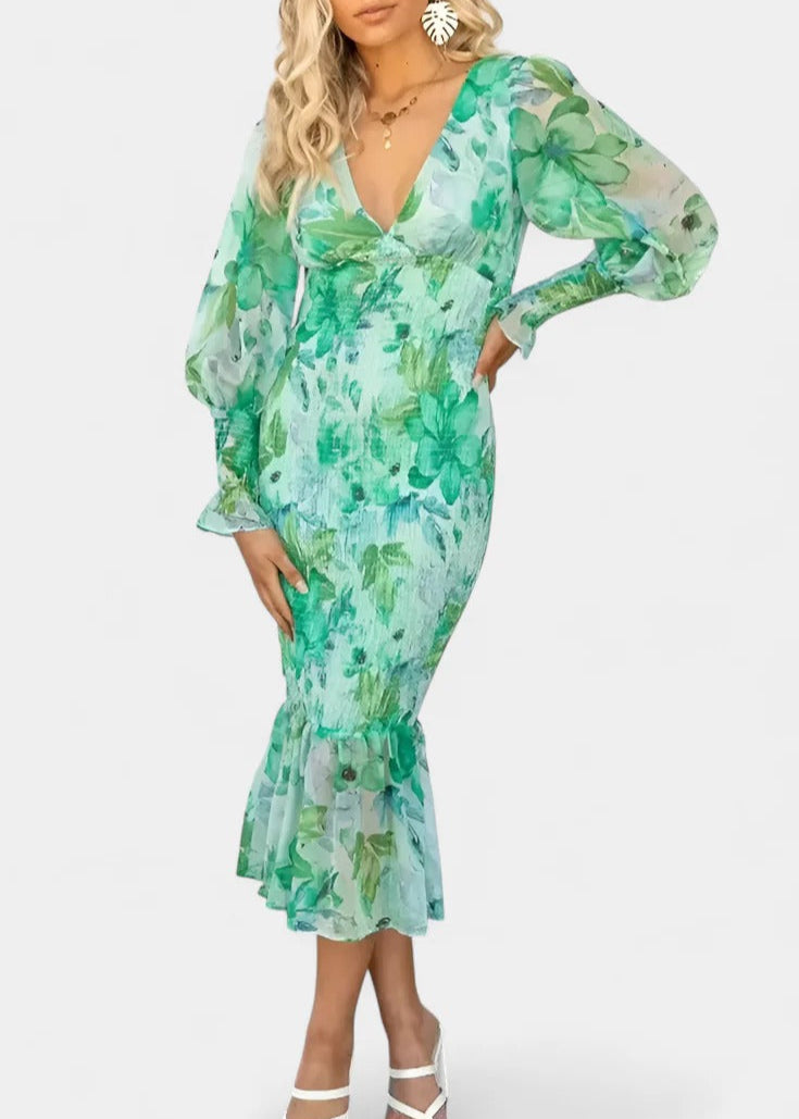 Floral Dress with Gathered Waist