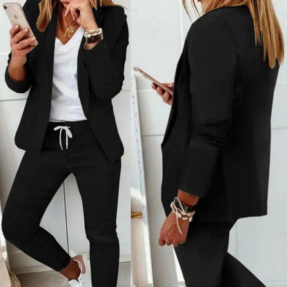 Casual Solid Two-Piece Suit