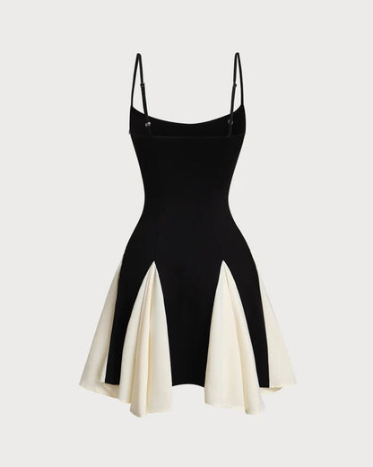Black Contrast Slip Mini Dress